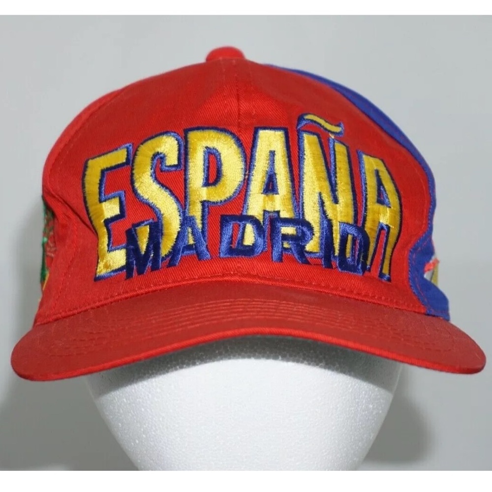 VTG Espana Madrid 100% Cotton Snapback Hat Cap Bright Retro Crest Men's